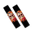 thumbnail image 1 of Chririnla Floral Skull Seatbelt Cushion Durable Car Seat Belt Pads Trendy Polyester Compatible with Auto Sedan, 1 of 8