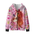 thumbnail image 1 of Chririnla Flowers Horse Zip Up Hoodie for Boys and Girls - Trendy Fall Hooded Jacket with Pockets for School and Casual Fluffy Sweatshirts for boys, 1 of 7