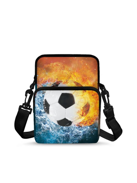 Football Fire Lightweight Crossbody Bag, Polyester Crossbody Purse Portable Cross Body Purse for Travel Running