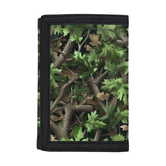 Chririnla Forest Camo Leaf Print Trifold Card Wallet for Daily Use, Polyester Trifold Money Organizer with Easy Access Soft Kids Trifold Wallet