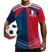Chririnla France Flag Mens Football T Shirts Quick Dry Short Sleeve Sports Shirts Crew Neck Soccer Jersey for Men and Youth Athletic Workout Fitness OutfitsS-4XL