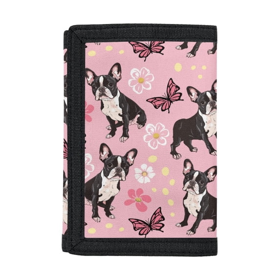 Chririnla French Bulldog Slim Tri-Fold Wallet Handbag, Polyester Coin Bag Waterproof Toddler Wallets for Sports Outdoor