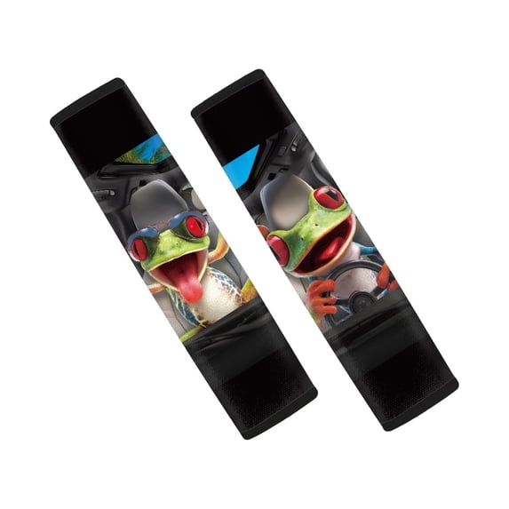 Chririnla Frog Road Trip Car Seat Belt Pads Magic Tape Seat Belt Shoulder Pad Non-Slip Polyester Compatible with Most Car Sedan SUV Auto