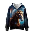 thumbnail image 1 of Chririnla Galaxy Horse Hooded Pullover with Pockets for Boys and Girls - Lightweight Fuzzy Sweatshirt for School and Gym, 1 of 7