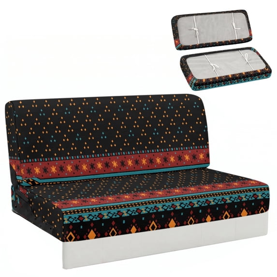 Chririnla Geometric Stripe RV Camper Sofa Slipcover Stretch Fit for Motorhome Travel Trailer, Furniture Protector Fit for Jackknife Sofa Bed