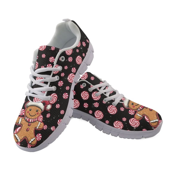 Chririnla Gingerbread Man Christmas Sweets Sneakers for Women, Breathable Anti-Slip Running Shoes for Travel Walking