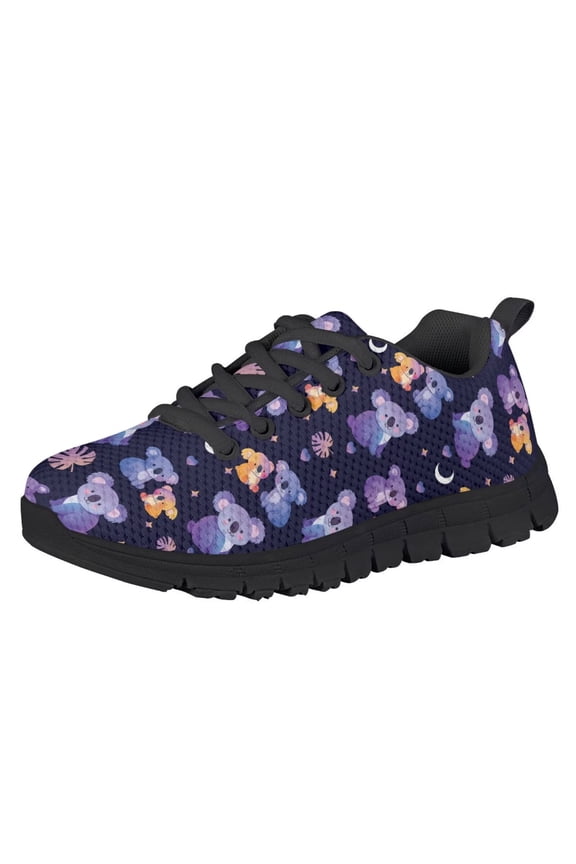 Girls Boys Cartoon Shoes Kids Athletic Shoes with Koala Print Tennis Running Shoe Size 4 Lace Up Sneakers Indoor/Outdoor Lightweight
