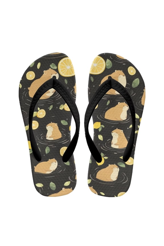 Girls Capybara Flip Flops Kids Slip on Thong Sandals Non Slip Summer Water Sport Shoes for Little Girls Size 10