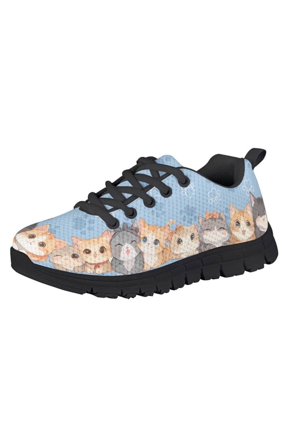 Girls Cats Shoes Kids Lightweight Sneakers Slip on Tennis Running Shoes for Kids Breathable Mesh School Grade Sport Athletic Sneakers