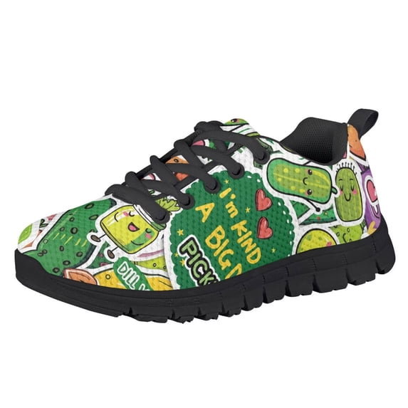 Chririnla Girls Shoes Size 10.5 Little Kid Sneakers Cartoon Pickles Print Lightweight Slip on Athletic Running Sport Shoes Breathable