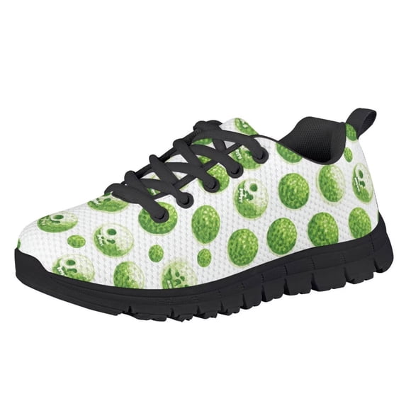 Chririnla Golf Ball Shoes for Boys Size 11.5 Big Kids Green Skull Running Sneakers Mesh Comfort Athletic Walking Hiking Shoes
