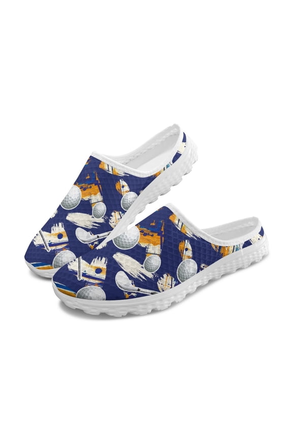 Golf Pattern Breathable Mesh Slip On Clogs | Lightweight Comfortable Unisex Summer Walking Shoes