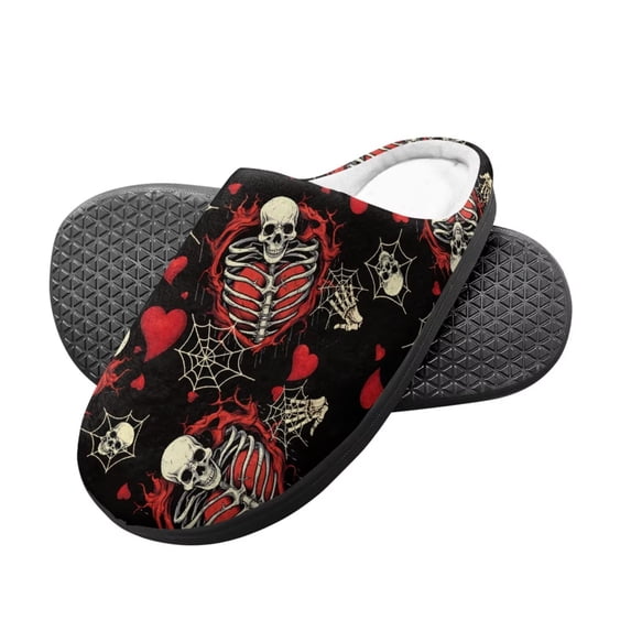 Chririnla Gothic Skull Love Slippers Kids Halloween Decor House Shoes ...