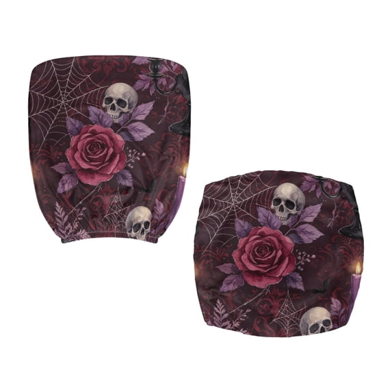 Chririnla Gothic Skull Rose Decoration Rotating Backrest Coverings Stretchable Office Chair Slipcover for Student, Decorative Removable Swivel Computer Chair Cover for Armchair