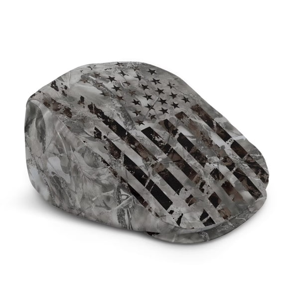 Chririnla Gray American Flag Men's Newsboy Cap – Lightweight Patriotic Summer Flat Cap for 4th of July Celebrations