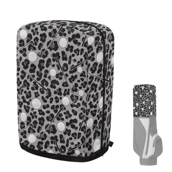 Chririnla Gray Leopard Print Golf Bag Hood Rain Cover Lightweight Waterproof Golf Club Protector Rain Hood Dustproof Zipper Easy Use Golf Accessory Gifts for Amateur and Pro Golfers