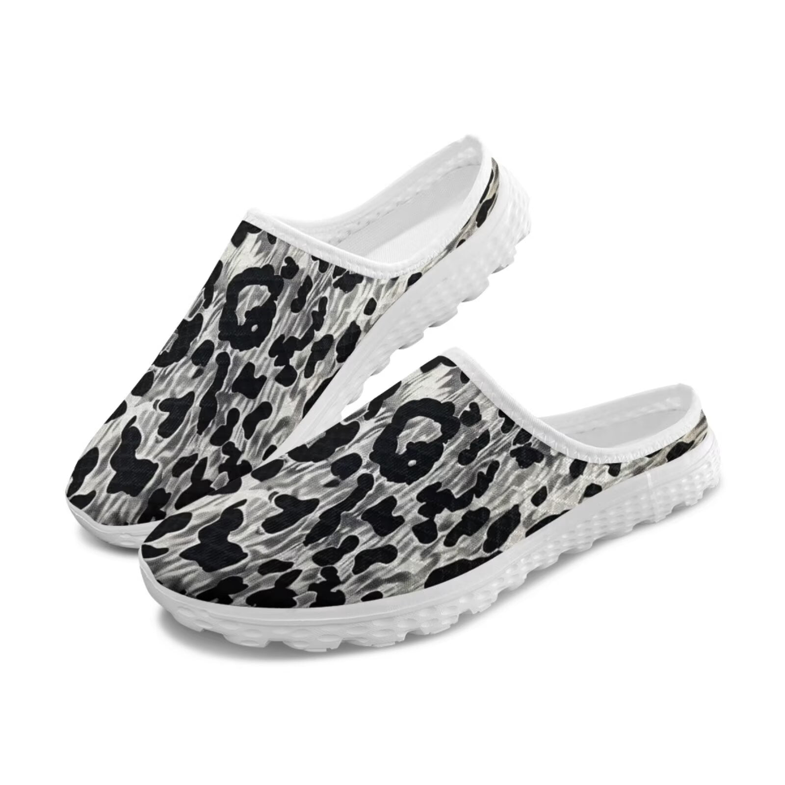 Chririnla Grey Leopard Animal Skin Wlaking Shoes for Women Lady Comfort ...