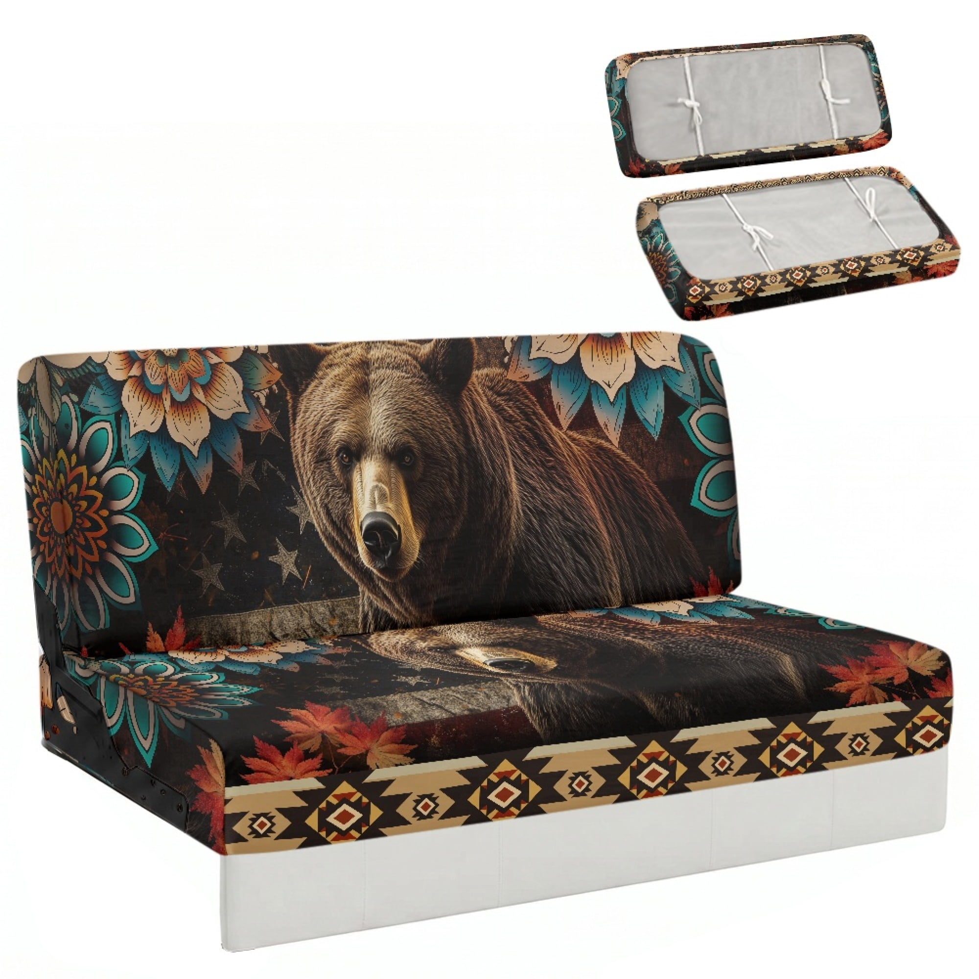Ber Pattern Chririnla Grizzly Bear Tribal Pattern Easy Care Stretchy RV Couch ...