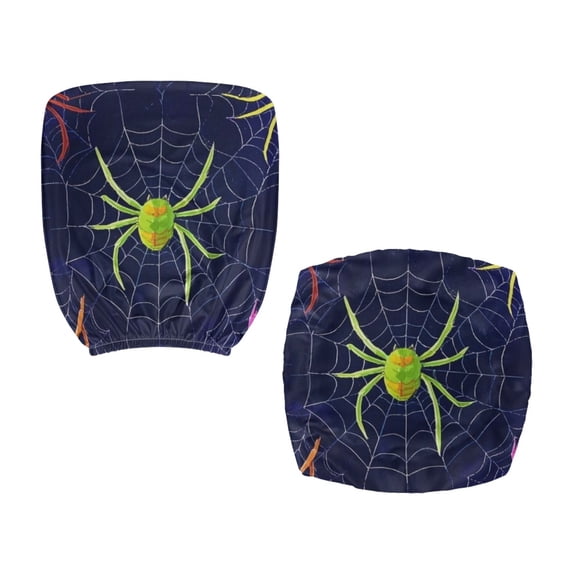 Chririnla Halloween Office Chair Covers with Spider Print, 2 Piece Stretchable Removable Non Slip Covers for High Back Boss Chair