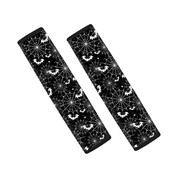 Chririnla Halloween Spider Bat Seat Belt Pad Magic Tape Quick Install Car Seat Belt Covers Easy to Wash Universal Compatible with SUV Truck