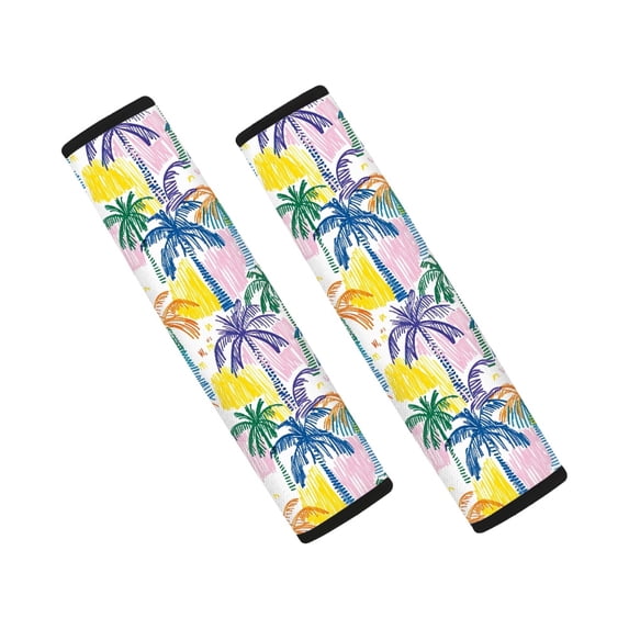 Chririnla Harness Pads Cushion Protect Shoulder Neck Padding Polyester, Compatible with, Suitable for Car, Colorful Palm Tree Print