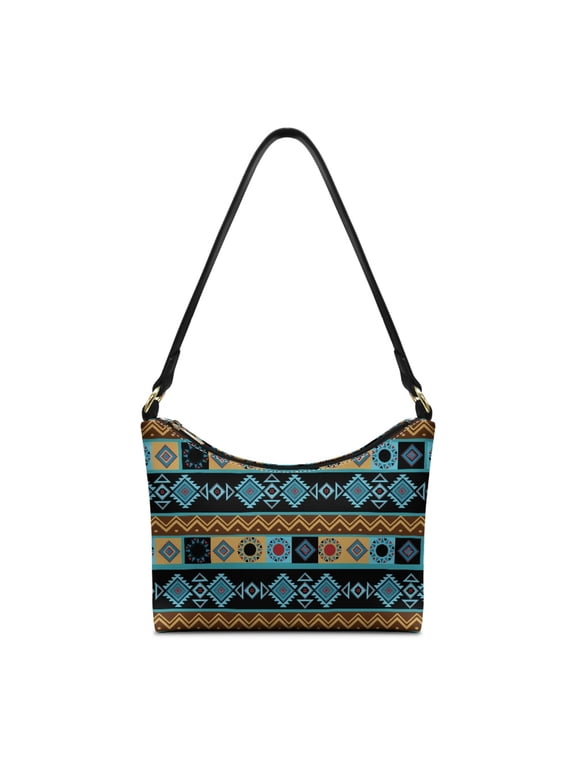 Hobo Handbag for Travel, Casual Shoulder Handbag PU Leather Shoulder Bag for Women, Geometric Pattern