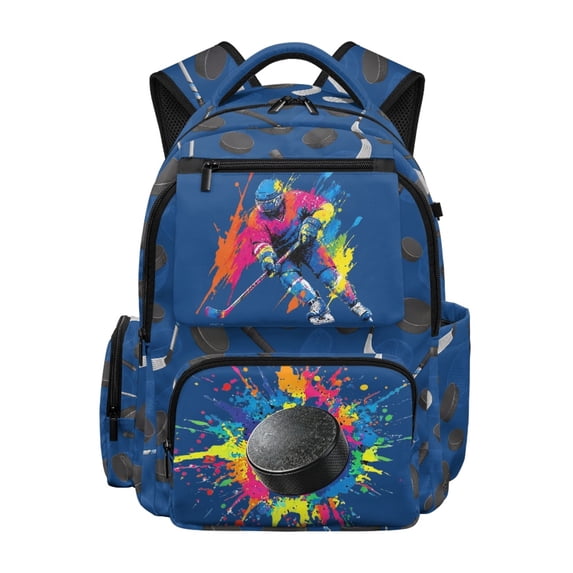 Chririnla Hockey Splash Toddler Bookbag with Lightweight, Portable Scratch Resistant 17 Inch Bookbags for Daily Use Elementary School