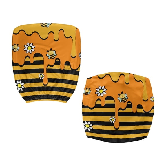 Chririnla Honey Bee Daisy 2 Pack Set Computer Chair Cover for High Back Chairs, Washable Stretchable Polyester Office Chair Covers