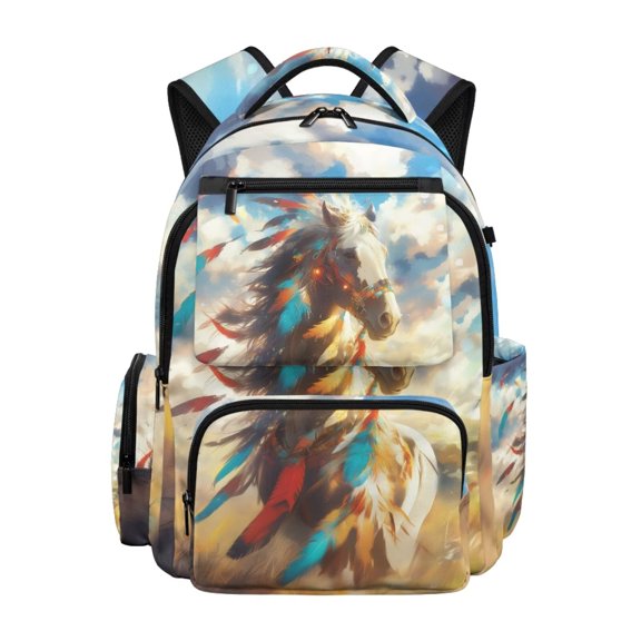 Chririnla Horse Backpack for School Boys 8-9 Elementary School Backpack Girls 17 Inch Bookbag with Front Pocket for Primary Middle School