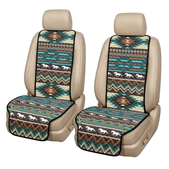 Chririnla Horse Geometric Pattern Car Seat Covers for Most Vehicles, Machine Washable Airbag Compatible Car Front Seat Covers 2 Pack Polyester Front Car Seat Protector