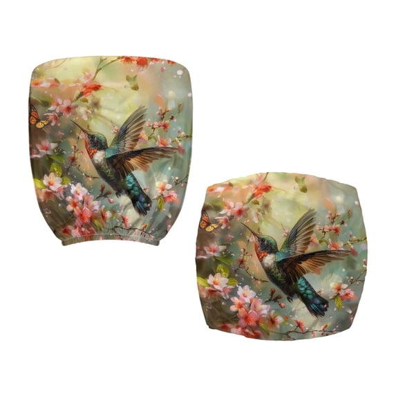 Chririnla Hummingbird Floral Rotating Chair Protectors, 2 Pieces Stretchable Removable Polyester Slipcover for Women and Family Armchair