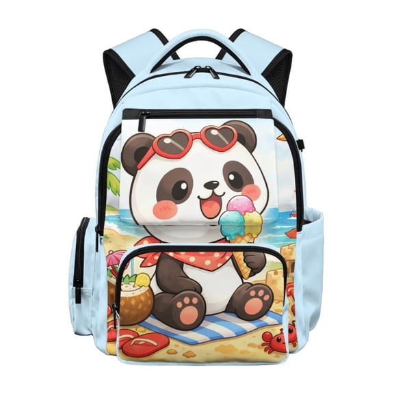 Chririnla Ice Cream Panda Cartoon Backpack for Girls 17 inch Elementary School Backpack Children Backpack with Multi Pockets Portable Kawaii Daypack Rucksack for Kids