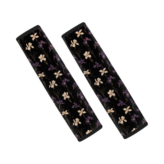 Chririnla Iris Floral Print Car Seat Belt Pads Cover Magic Tape Design Seat Belt Shoulder Pad Comfortable Driving Polyester Compatible with Sedan SUV