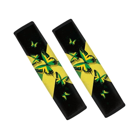 Chririnla Jamaica Flag Seatbelt Covers Waterproof Car Seat Belt Pads Durable Polyester Compatible with Auto Sedan