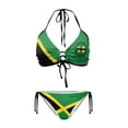 thumbnail image 1 of Chririnla Jamaican Flag Print Halter Neck Bikini Set - Sexy Two-Piece Triangle Swimsuit with Tie Side & Back - Perfect for Beach Vacation, Pool Party & Tropical Getaway, 1 of 9