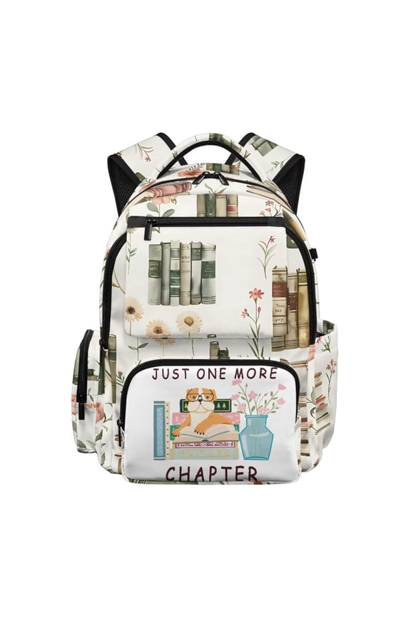 Just One More Chapter Print Backpack for Boys Girls Elementary Middle School Bookbag Large Capacity Book Bag 17 Inch Laptop Daypack Travel Bag Rucksack