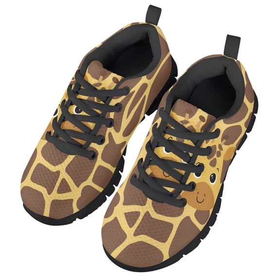 Chririnla Kids Cartoon Sneakers for Boys Size 4 Giraffe Walking Shoes for Girls Knitted Mesh Tennis Shoes Lightweight Sport Athletic Sneaker