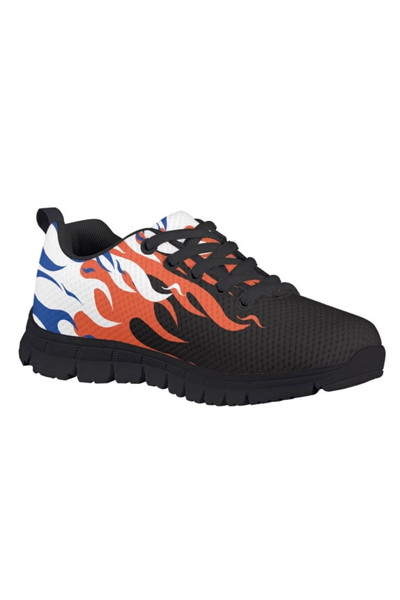 Kids Fashion Shoes for Boys Size 1 Fire Flame Print Sneakers Non Slip School Knitted Slip on Walking Tennis Sneakers