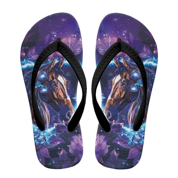 Chririnla Kids Galaxy Horse Girls Flip Flops Comfort Quick Dry Summer Sandals Anti Slip Beach Pool Aqua Slide Slippers Size 10