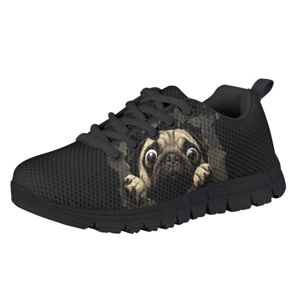 Chririnla Kids Shoes Size 1.5 Youth Fashion Sneakers for Boys Girls Cute Pug Lightweight Athletic Tennis Running Shoes Anti Slip