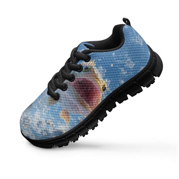 Chririnla Kids Sneakers 3D Bass Fish Shoes Size 1 Slip on Sneakers Boys Girls Lace up Athletic Running Shoes School Grade Sneakers