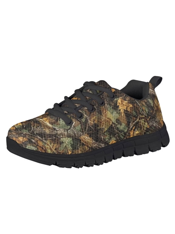 Kids Sneakers Hunting Camo Print Boys Girls Shoes Size 3 Lightweight Tennis Walking Sneakers Non Slip Mesh Lace up Sport School Shoes