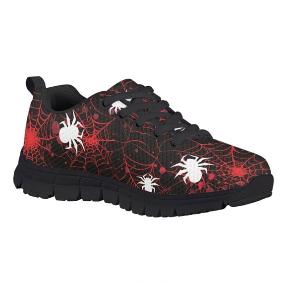 Chririnla Kids Sneakers Red Spider Cobweb Shoes for Boys Size 11.5 Slip on Sneakers Lightweight Lace up Athletic Running Shoes Holiday Festival Footwear