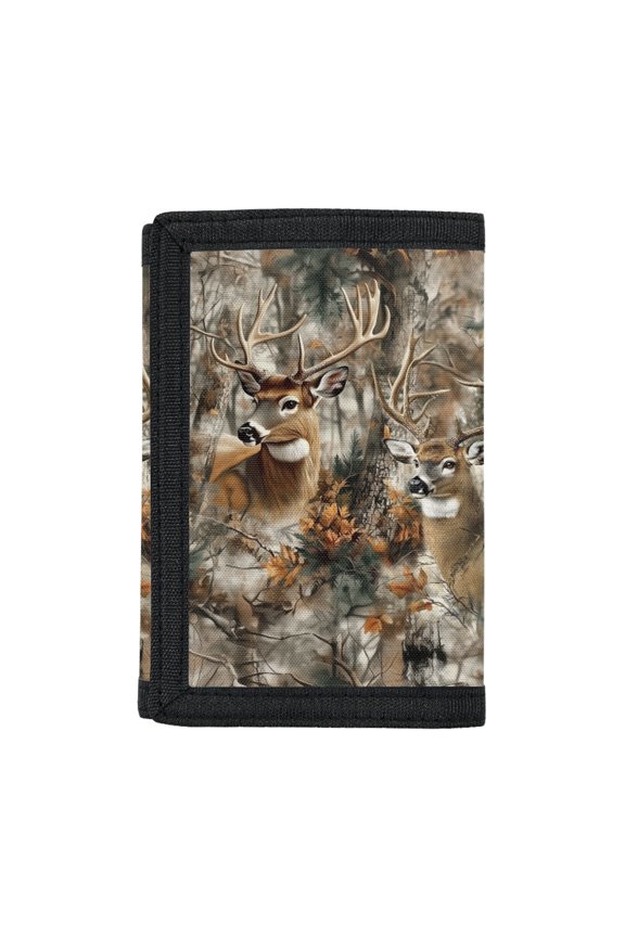 Kids Trifold Wallet Forest Camo Thin Trifold Card Wallet for School, Polyester Lightweight Children's Wallet