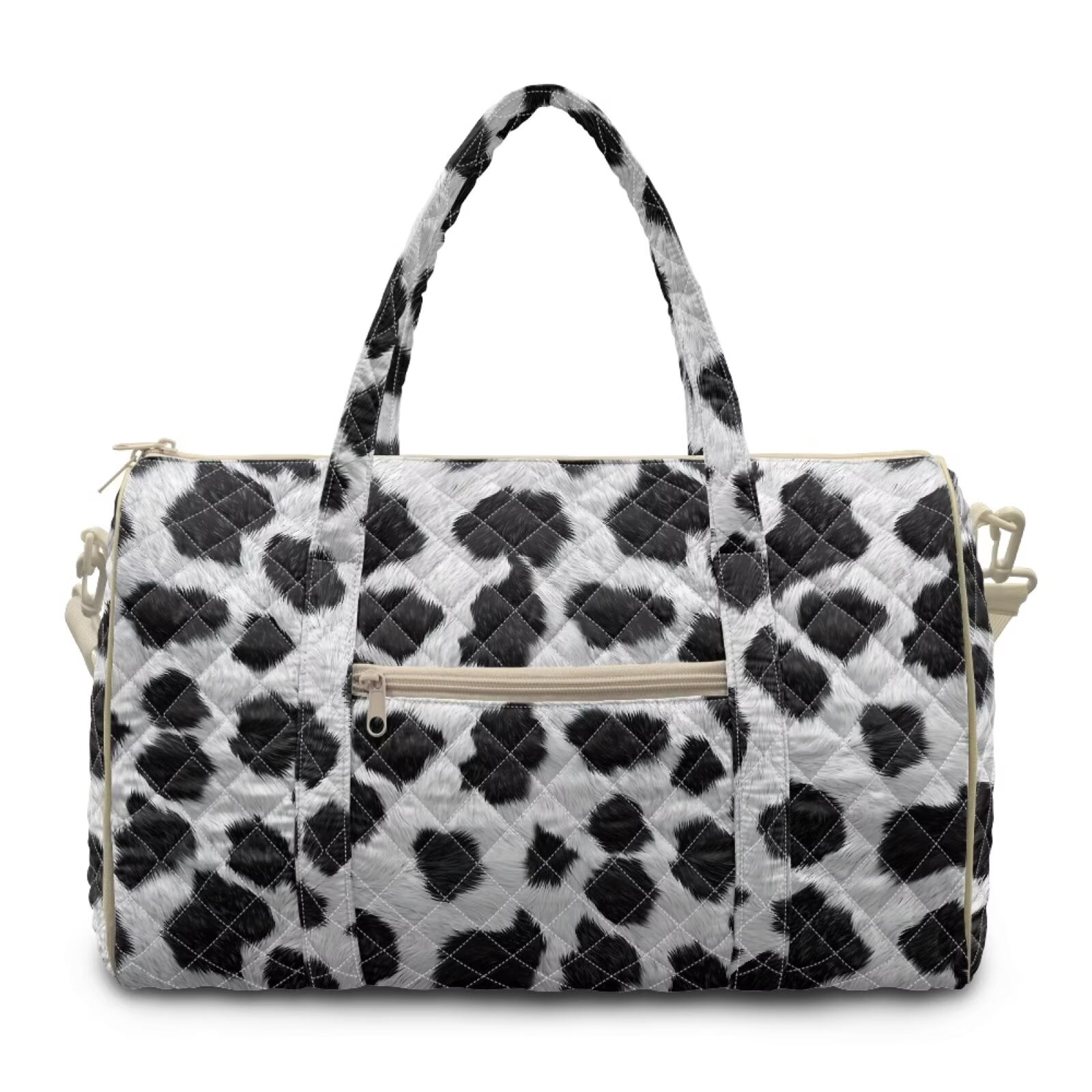 Chririnla Large Luggage Bag Travel Duffel Bags with Large Capacity & Separate Compartment for Airplanes, Classic Cow Pattern