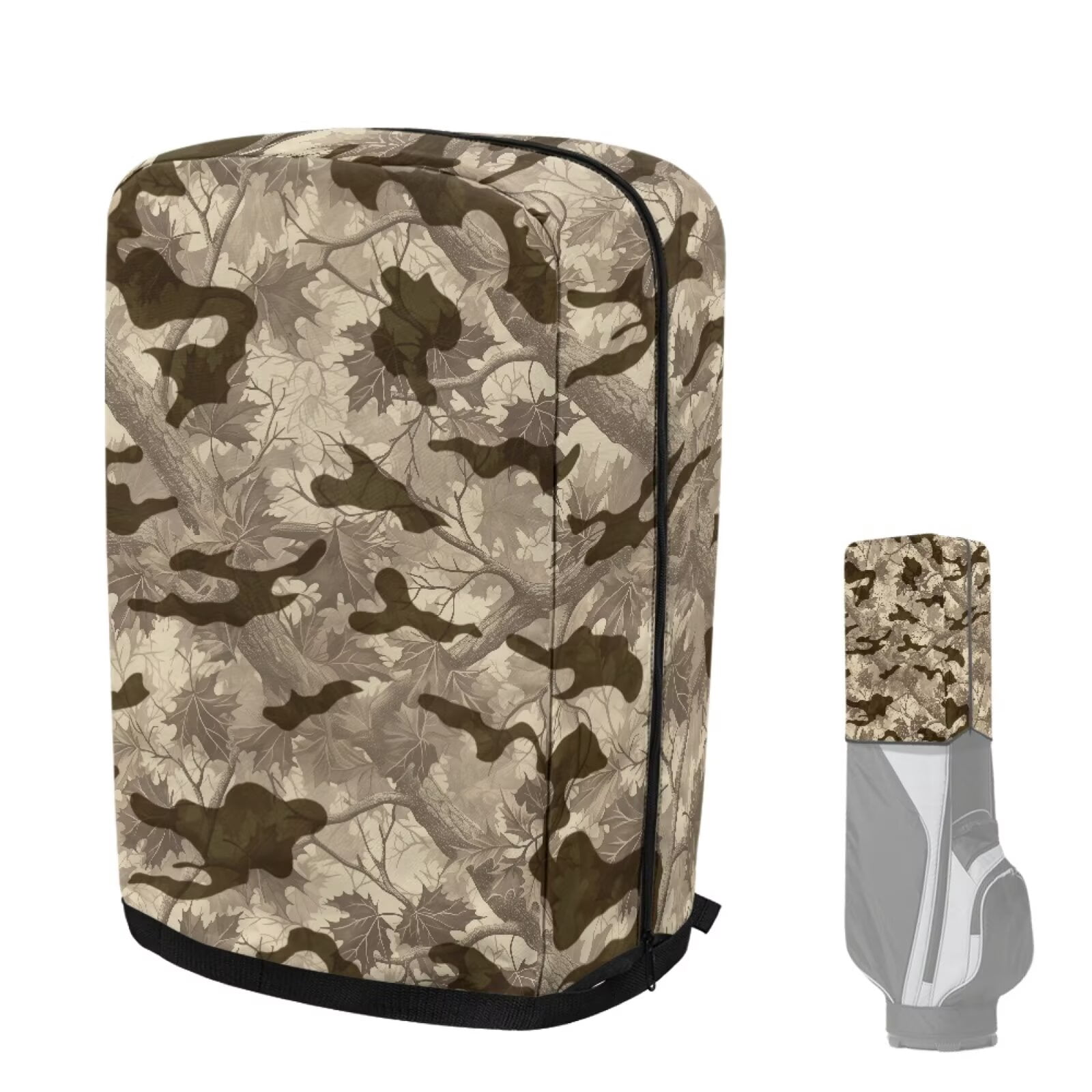 Chririnla Leaf Camouflage Rain Hood for Golf Bag UV Resistant Dust Cover 1260D Polyester Golf Bag Cover Rain Hood Collapsible Removable Golf Club Bags Accessory Keep Your Golf Gear Dry