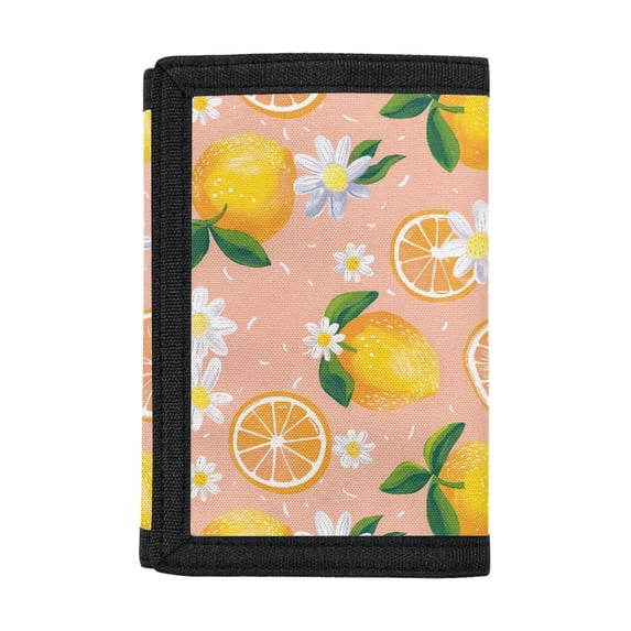 Chririnla Lemon Daisy Trifold Pouch, Polyester Trifold Card Wallet for Travel, Lightweight Waterproof Tri-Fold Wallet Handbag