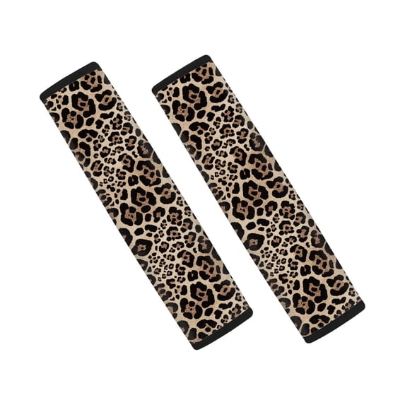 Chririnla Leopard Pattern Seat Belt Pad 2 Pieces Seat Belt Shoulder Strap Covers Decorative Magic Tape Suitable for Car Truck