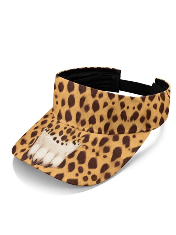Leopard Print Open Top Visor Cap Adjustable Lightweight Quick Dry Women Men for Beach Golf Running Walking Sports