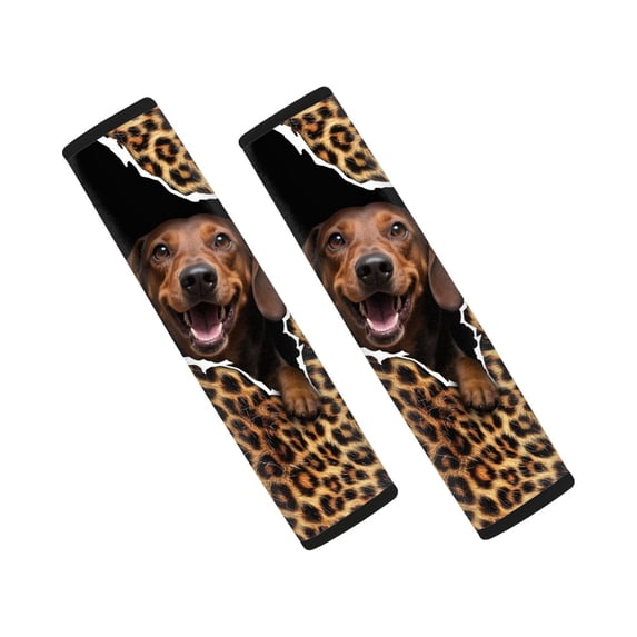 Chririnla Leopard Print Puppy Pattern Seat Belt Pad 2 PCS Seat Belt Shoulder Strap Covers Quick Fit Auto Accessory Suitable for SUV Van